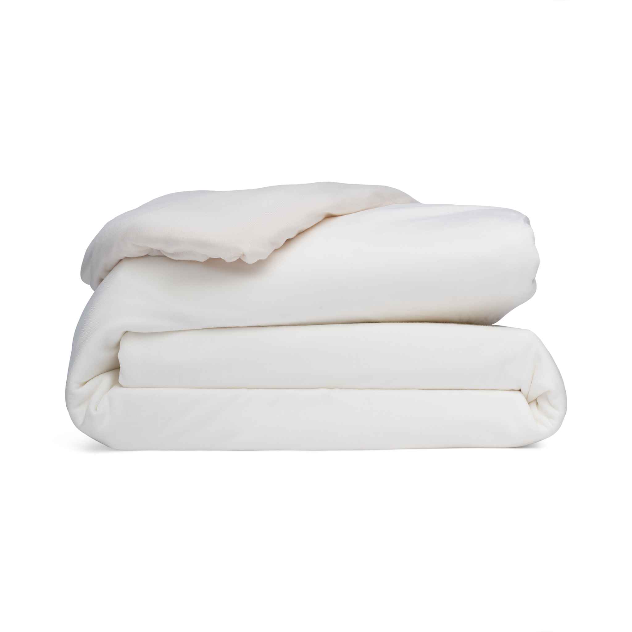Stack of white blankets on a white background