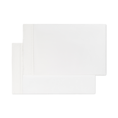 A set of two ivory white sateen pillowcases with a hemstitch design.